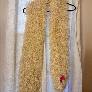 Betsey Johnson Long Cream Fluffy Scarf